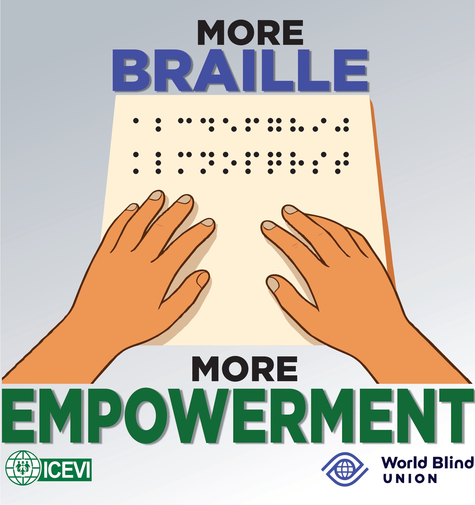 More Braille More Empowerment. Logo for Global Braille Literacy Campaign